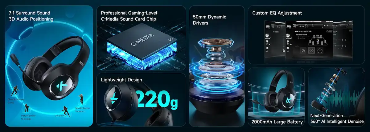 Tai nghe MCHOSE G9 Pro Wireless Black - songphuong.vn Tai nghe MCHOSE G9 Pro Wireless Black