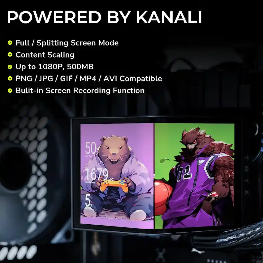 Tản nhiệt nước AIO TRYX PANORAMA 240 ARGB Black (LCD 6.5 inch, L-P240A-AS2M-G0K)