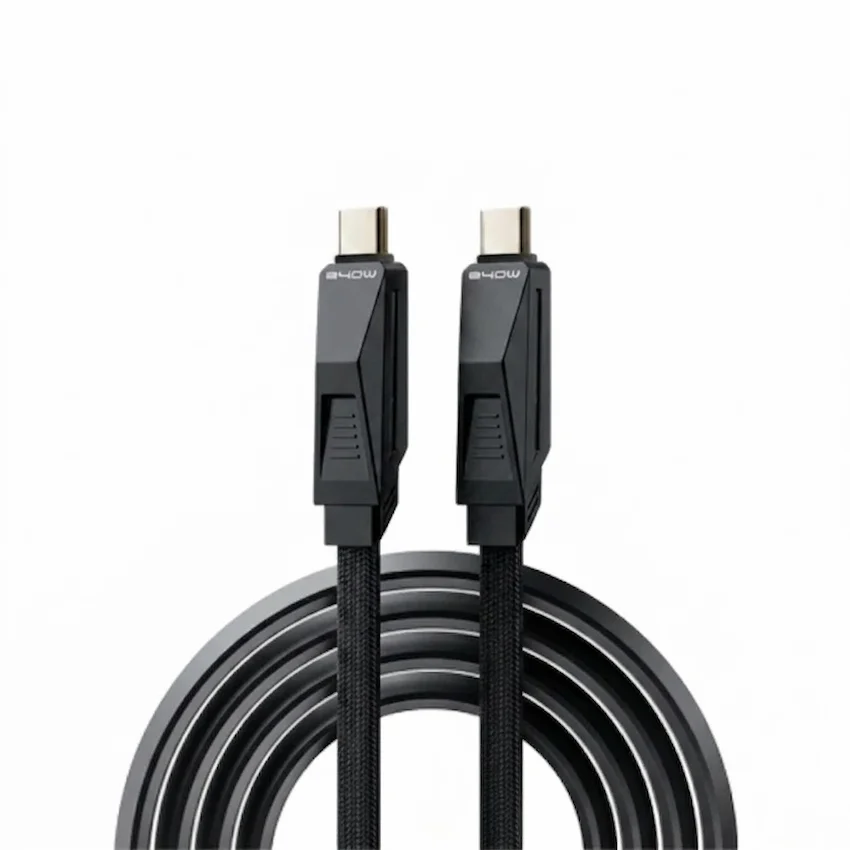 Cáp sạc nhanh Movespeed RGB Cyber CC02 (240W, 1M, Vàng/ Đen)