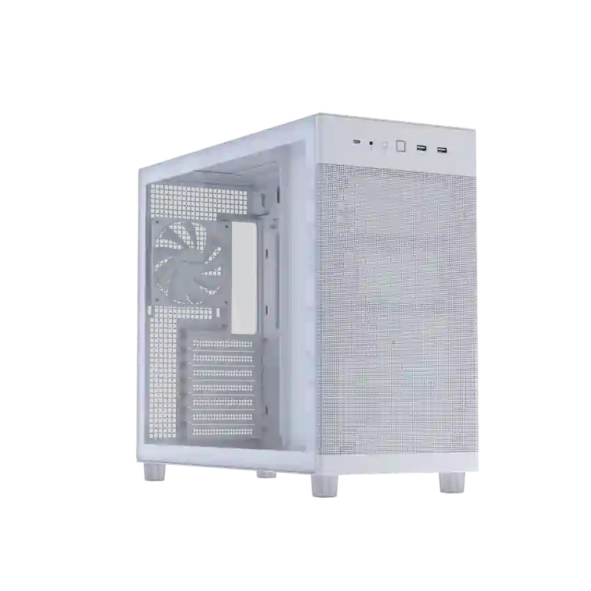 Case Asus Prime AP303 Tempered Glass White (Kính Cường Lực, Mini-ITX/Micro-ATX/ATX, 1 Fan, Trắng)