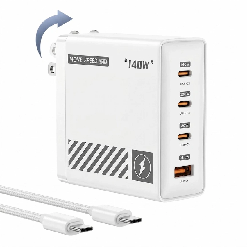 Củ sạc nhanh Movespeed G107 (140W, Super GaN, Trắng)