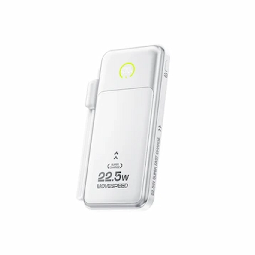 Sạc dự phòng Movespeed MSP19 (22.5W, 10000mAh, Màn Led, Tích hợp Type C, White/Black)