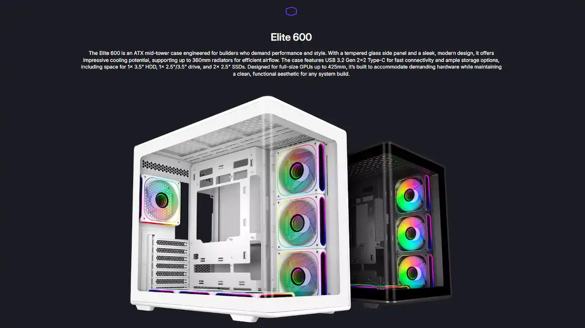 Case Cooler Master Elite 600 ARGB Black Case Cooler Master Elite 600 ARGB Black
