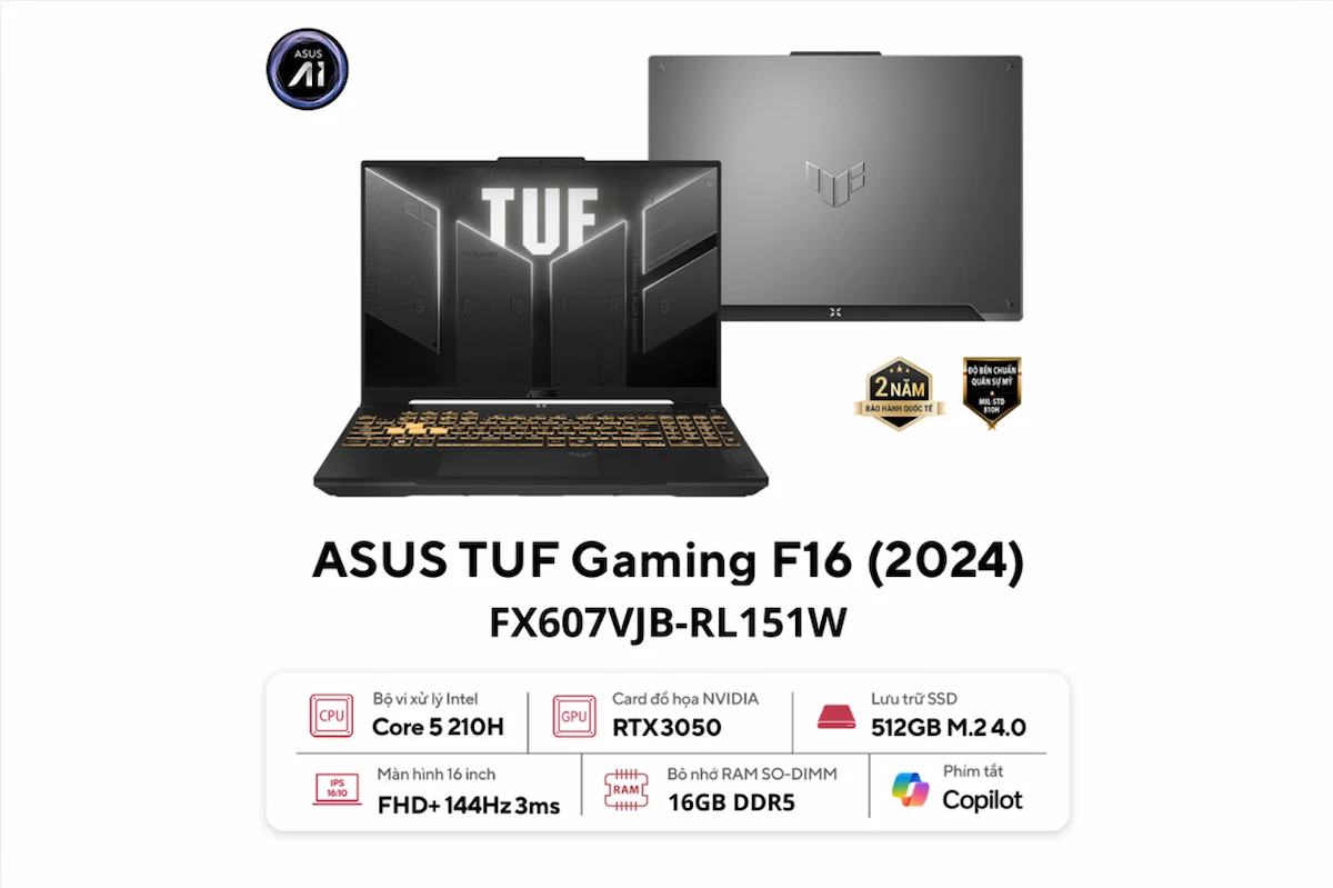 Laptop ASUS TUF Gaming F16 FX607VJB-RL151W Laptop ASUS TUF Gaming F16 FX607VJB-RL151W