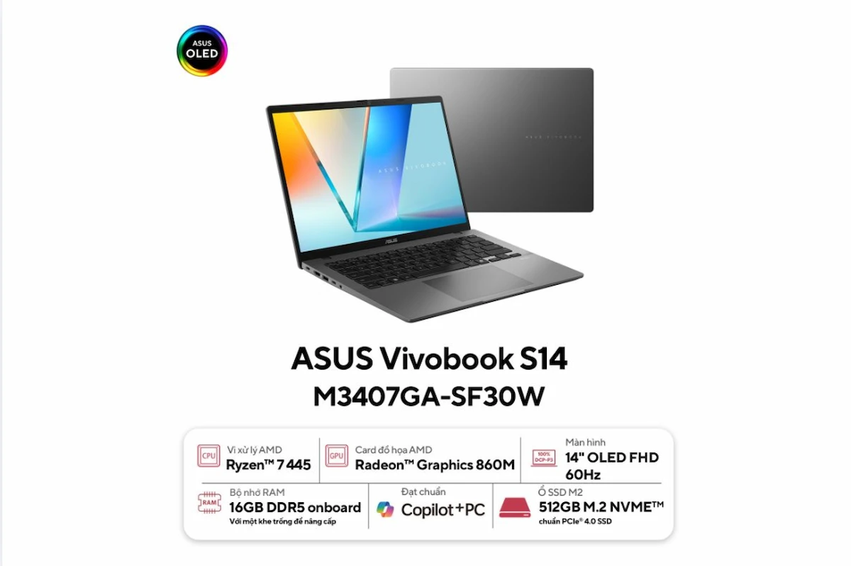 Laptop ASUS Vivobook S14 M3407GA-SF030W Laptop ASUS Vivobook S14 M3407GA-SF030W