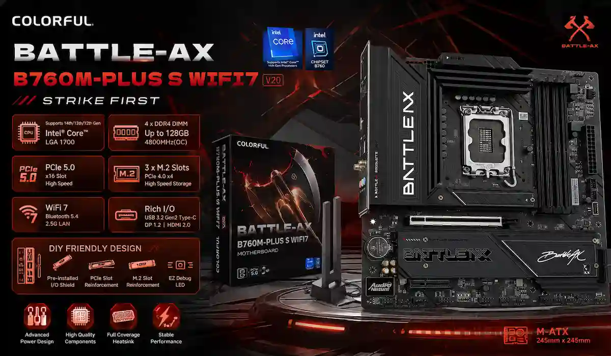 Mainboard Colorful BATTLE-AX B760M-PLUS S WIFI7 V20 Mainboard Colorful BATTLE-AX B760M-PLUS S WIFI7 V20