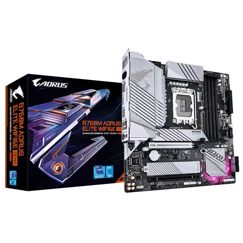 Mainboard Gigabyte B760M AORUS ELITE WIFI6E GEN5 DDR5 (M-ATX, Wi-Fi 6E, Bluetooth 5.3)