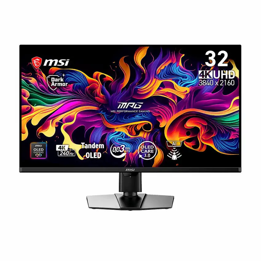 Màn Hình LCD MSI MPG 322UR QD-OLED X24 4K 240Hz (31.5 inch, 3840 x 2160 UHD, 320Hz, QD-OLED, 0.03ms, G-SYNC, AI Care Sensor)