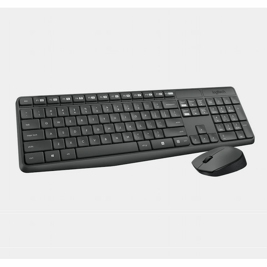 Bộ Phím Chuột Logitech MK235 (Wireless, Xám, 920-007937)