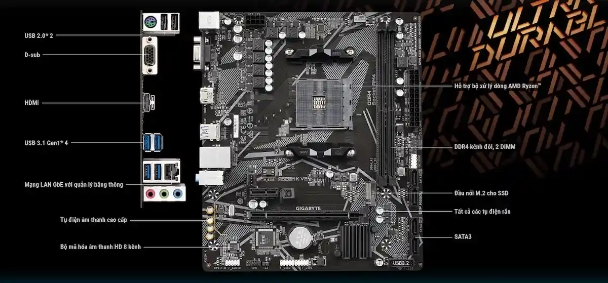 Mainboard Gigabyte A520M K V2 DDR4 Mainboard Gigabyte A520M K V2 DDR4