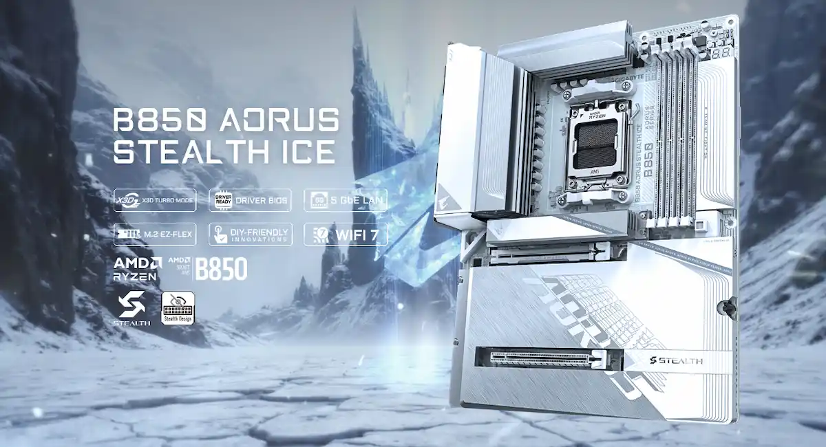 Mainboard Gigabyte B850 AORUS Stealth ICE Mainboard Gigabyte B850 AORUS Stealth ICE