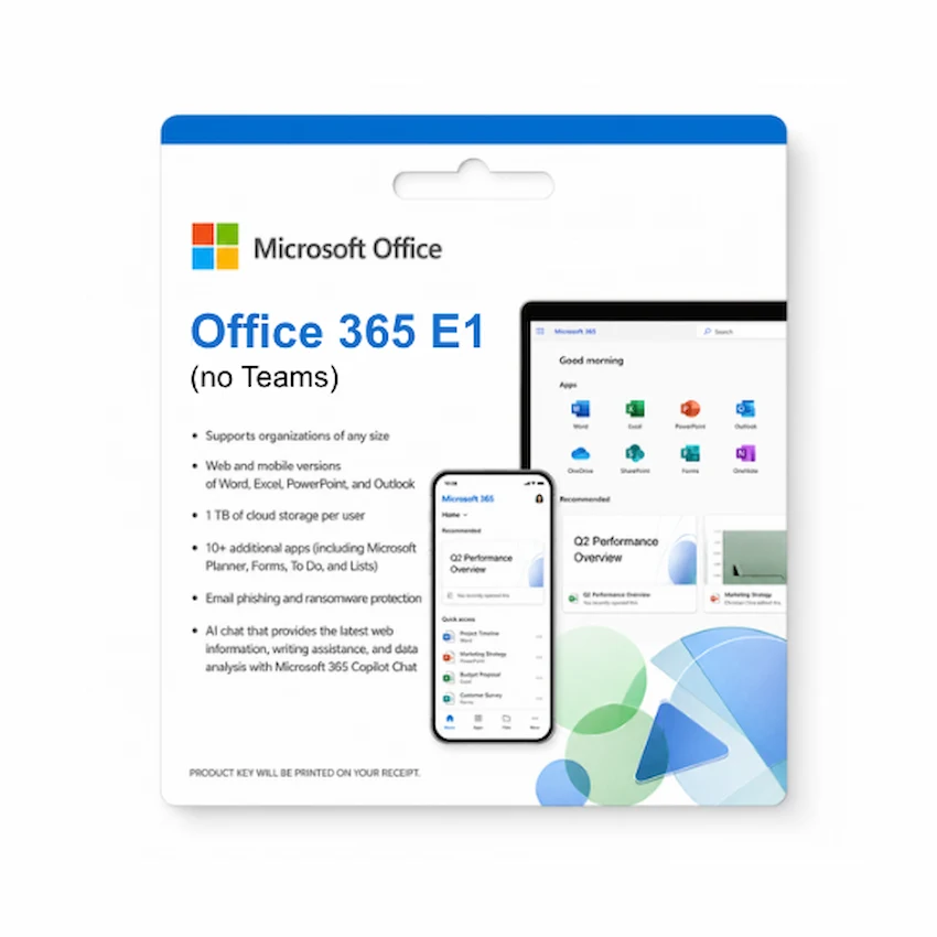 Phần mềm Microsoft Office 365 E1 (no Teams) – Annual – 12 tháng