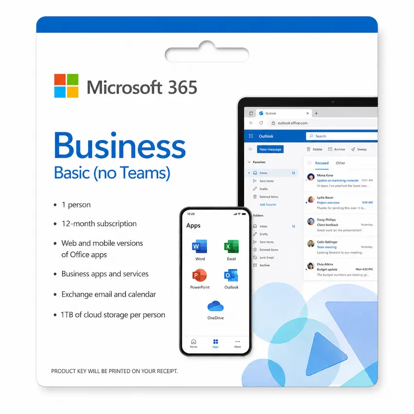 Phần mềm Microsoft 365 Business Basic (no Teams) – Annual – 12 tháng