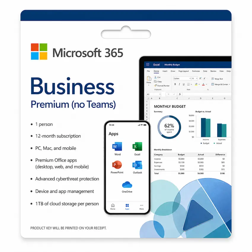Phần mềm Microsoft 365 Business Premium (no Teams) – Annual – 12 tháng