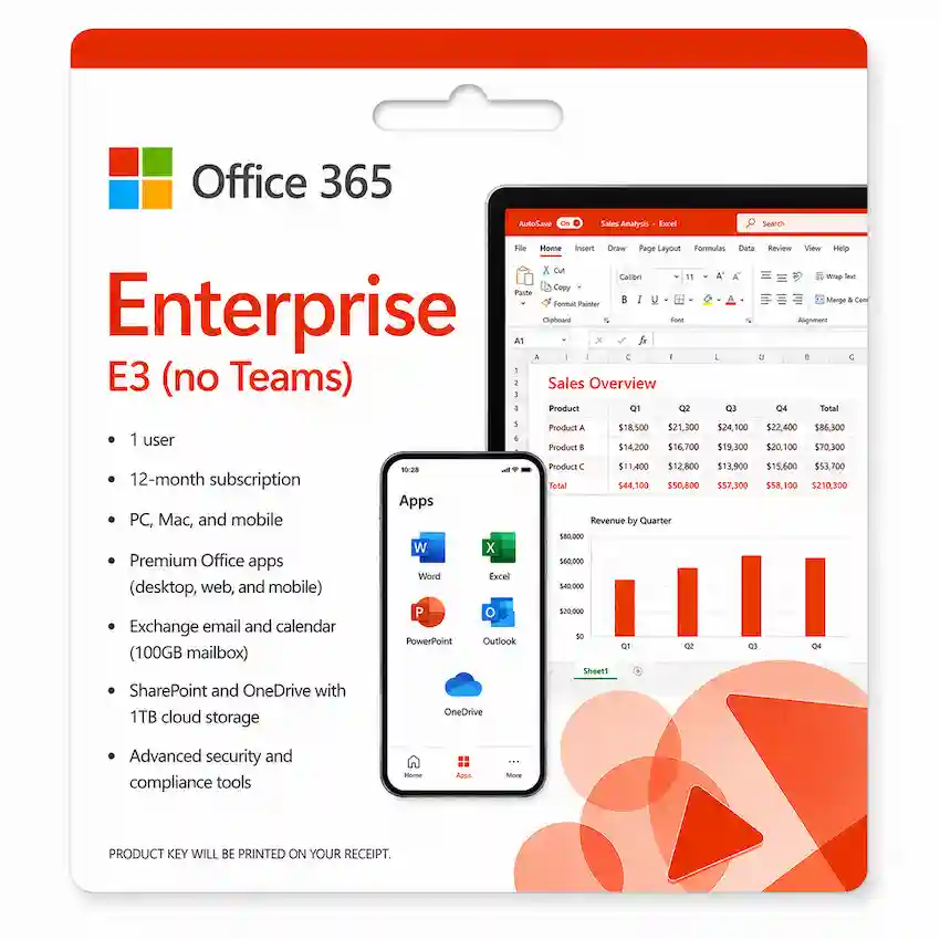 Phần mềm Microsoft Office 365 E3 (no Teams) – Annual – 12 tháng