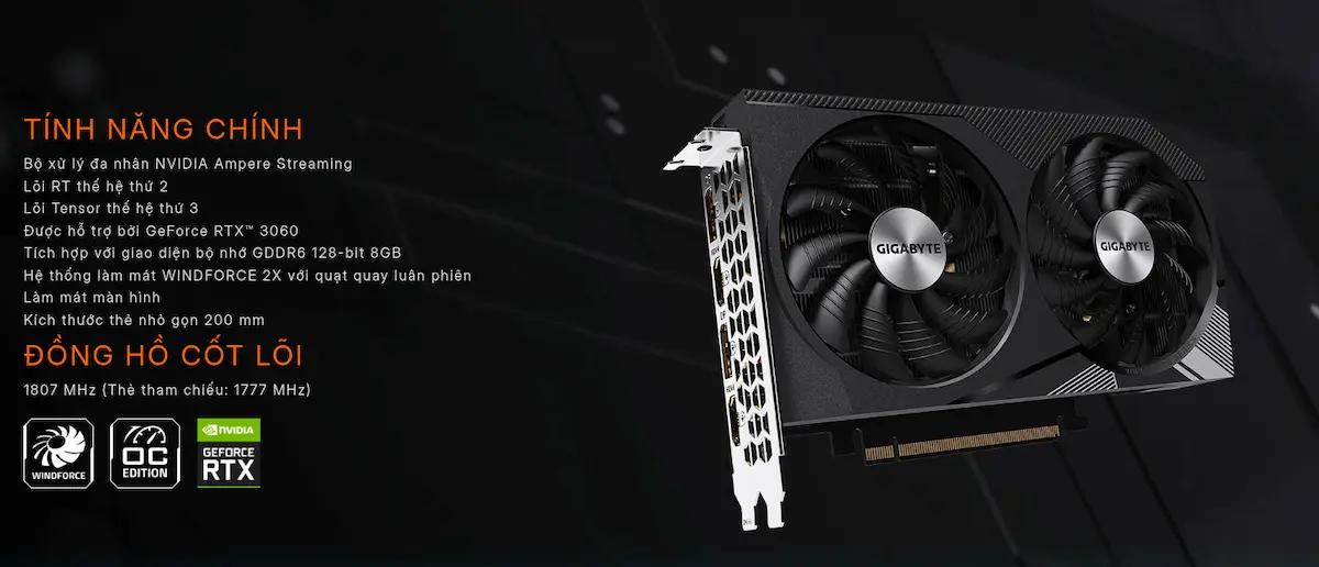 VGA Gigabyte RTX 3060 GAMING OC 8G VGA Gigabyte RTX 3060 GAMING OC 8G