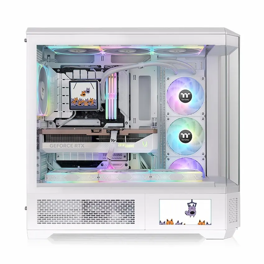 Case Thermaltake View 600 TG Snow (ATX/E-ATX, LCD 6 inch, Kính Cường Lực, Type C, CA-11H-00F6WN-00)