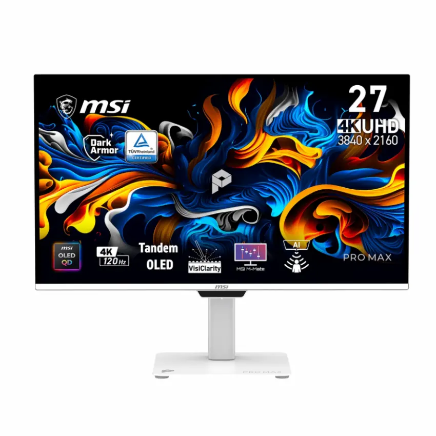 Màn Hình LCD MSI PRO MAX 271UPXW12G 4K QD-OLED (27 inch, 3840 x 2160 UHD, 120Hz, QD-OLED, 0.03ms, G-SYNC)