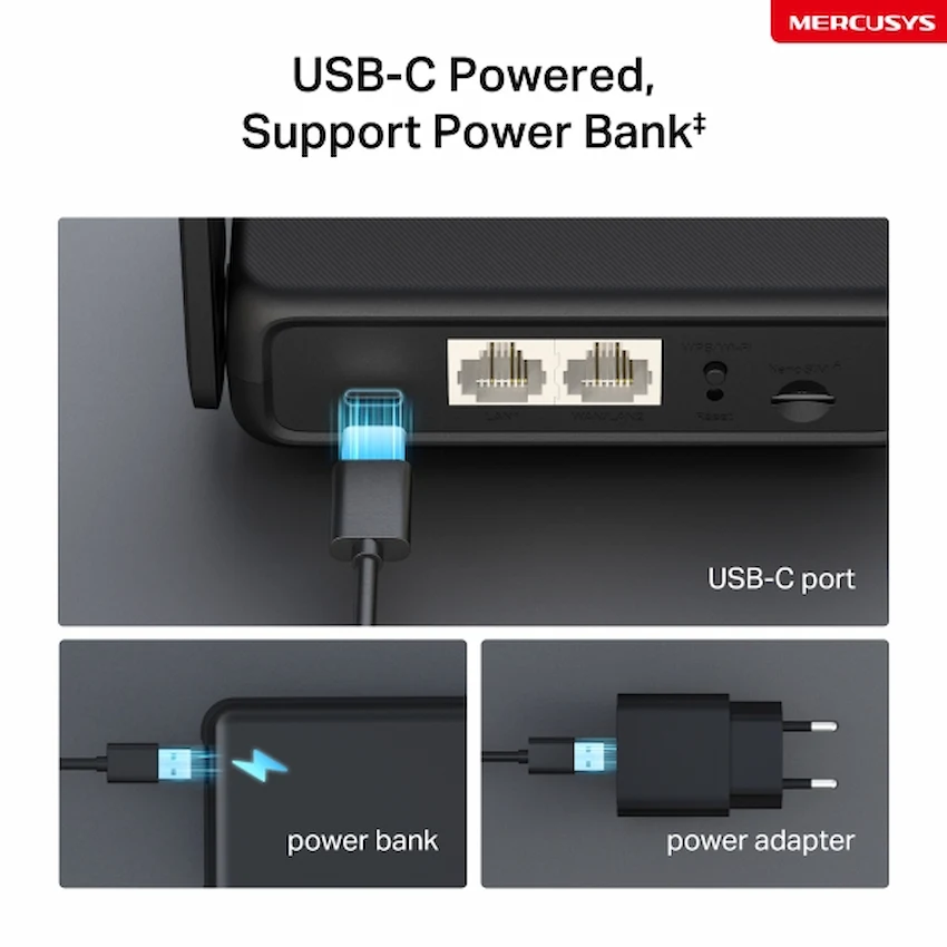 Router WiFi 4G LTE Mercusys MB113-4G (Support Power Bank)