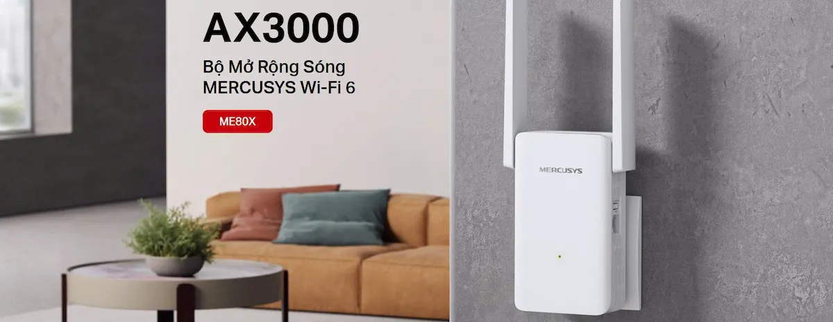Bộ Mở Rộng Sóng WiFi 6 Mercusys ME80X Bộ Mở Rộng Sóng WiFi 6 Mercusys ME80X