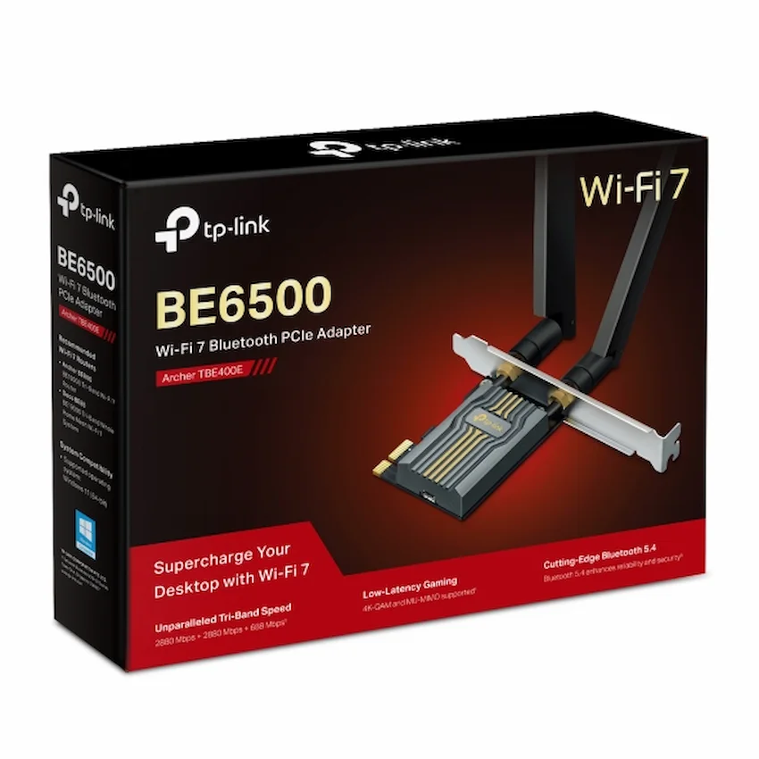 Card mạng wifi TP-Link Archer TBE400E (PCIe, WiFi 7 BE6500, Bluetooth 5.4)