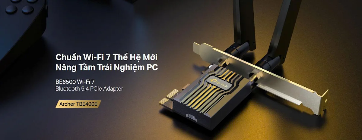 Card mạng wifi TP-Link Archer TBE400E (PCIe, WiFi 7 BE6500, Bluetooth 5.4) Card mạng wifi TP-Link Archer TBE400E
