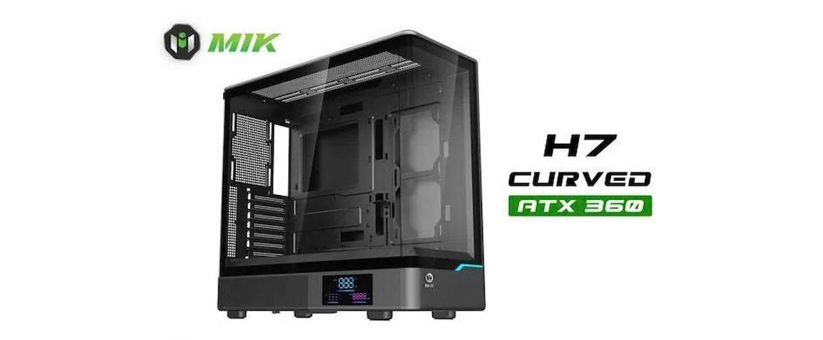 Case MIK H7 CURVED 360 ATX (ATX / M-ATX, Hiển thị nhiệt độ, No FAN) Case MIK H7 CURVED 360 ATX