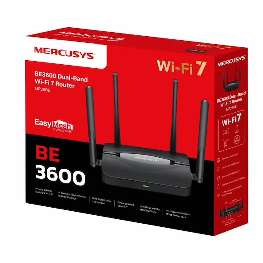 Router WiFi Mercusys MR25BE (WiFi 7 BE3600 Băng Tần Kép)
