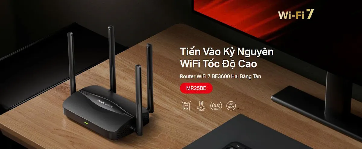 Router WiFi Mercusys MR25BE (WiFi 7 BE3600 Băng Tần Kép) Router WiFi Mercusys MR25BE