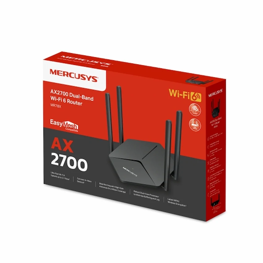 Router WiFi Mercusys MR78X (WiFi 6 Băng Tần Kép AX2700)
