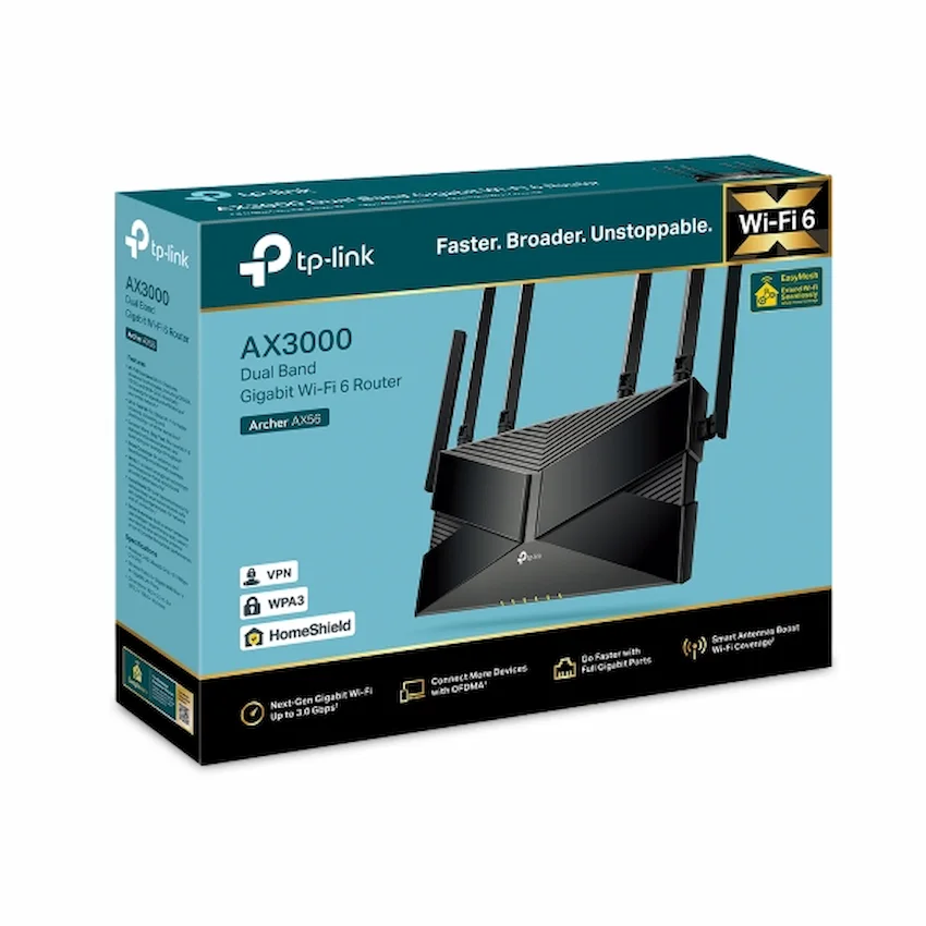 Router WiFi TP-Link Archer AX56 (WiFi 6 Gigabit AX3000, HP Version)