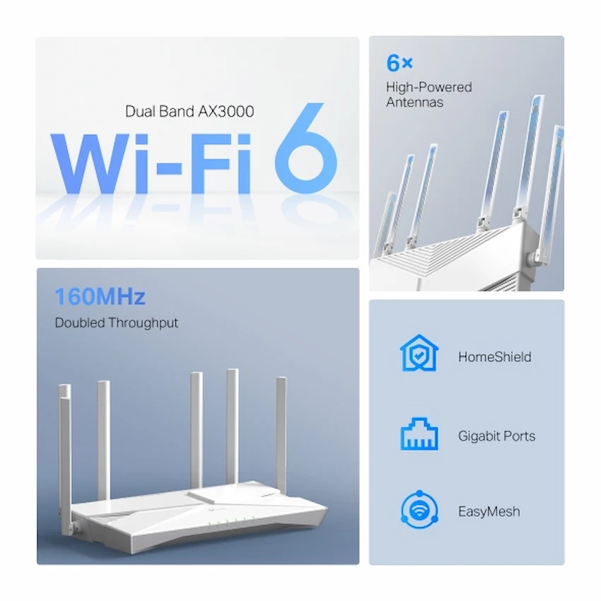 Router WiFi TP-Link Archer AX56 White (WiFi 6 Gigabit AX3000)