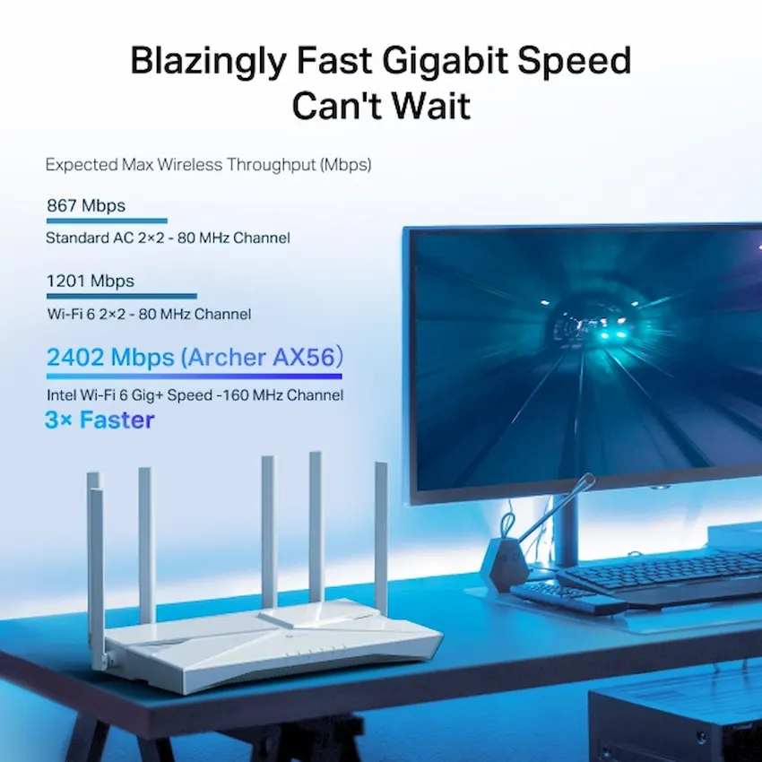 Router WiFi TP-Link Archer AX56 White (WiFi 6 Gigabit AX3000)