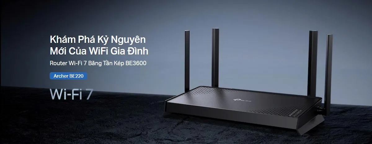 Router WiFi TP-Link Archer BE220 (WiFi 7 Băng Tần Kép BE3600) Router WiFi TP-Link Archer BE220