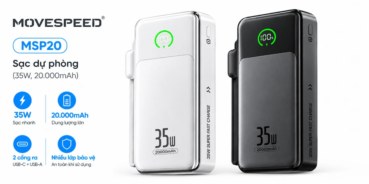 Sạc dự phòng MOVESPEED MSP20 Sạc dự phòng MOVESPEED MSP20