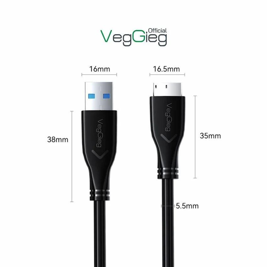 USB 3.0 A-MircoB HDD Cable 0.5m VegGieg V-U318