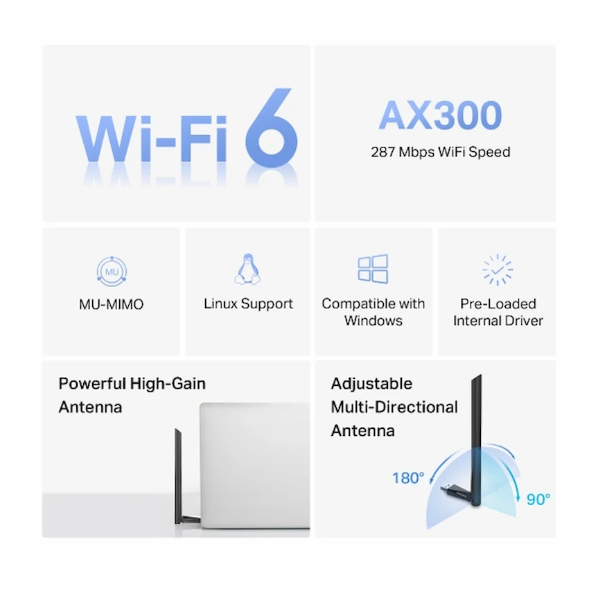 USB WiFi 6 Mercusys MA14H (Wi-Fi 6 AX300)