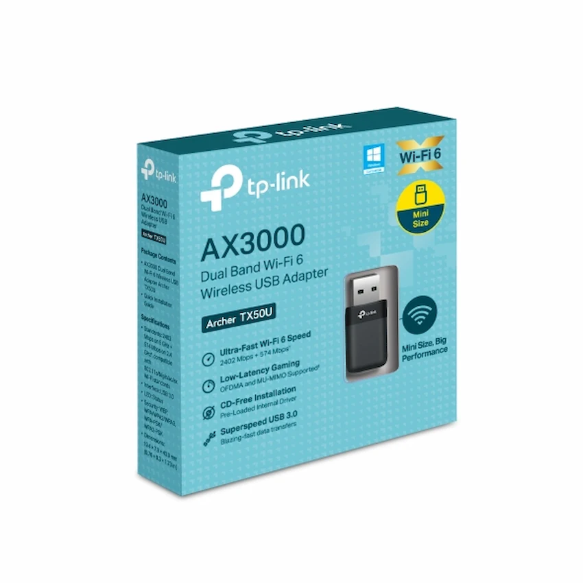 USB WiFi 6 TP-Link Archer TX50U (Wi-Fi 6, Băng tần kép AX3000)