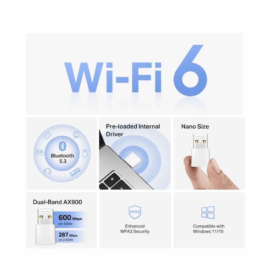 USB WiFi Bluetooth Mercusys MA60XNB (WiFi 6 + Bluetooth 5.3)