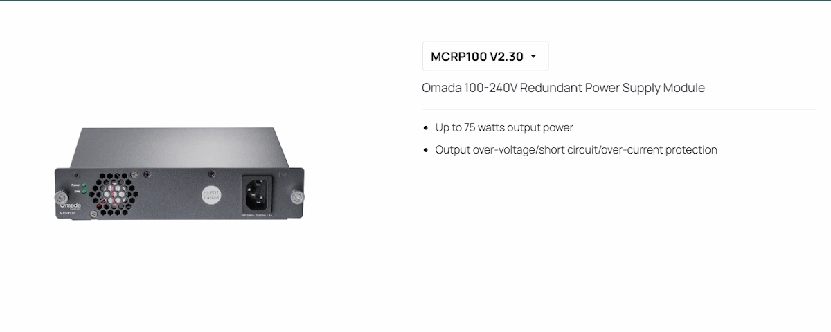 Nguồn Dự Phòng TP-Link Omada MCRP100 100-240V Nguồn Dự Phòng TP-Link Omada MCRP100 100-240V