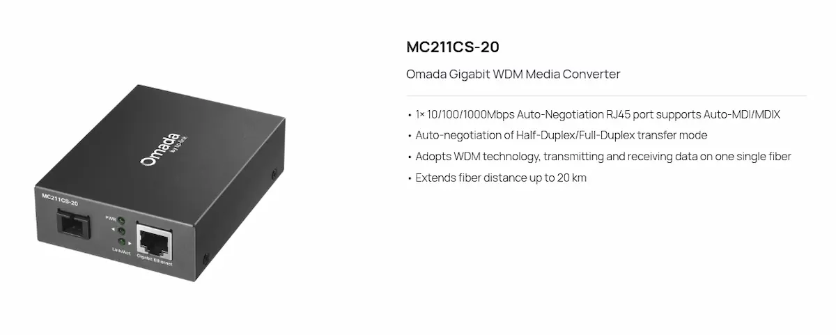 Bộ Chuyển Đổi Quang TP-Link Omada MC211CS-20 Bộ Chuyển Đổi Quang TP-Link Omada MC211CS-20
