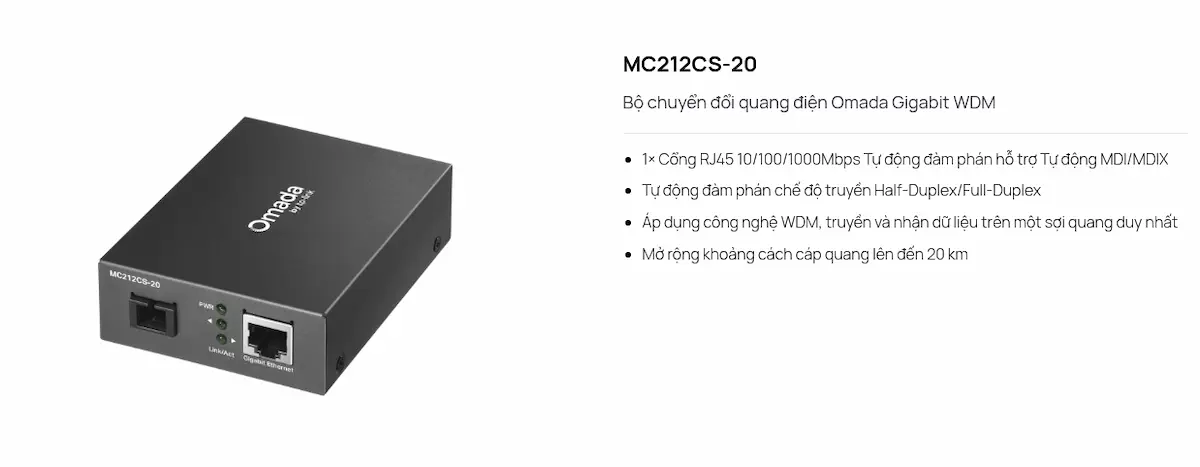 Bộ Chuyển Đổi Quang TP-Link Omada MC212CS-20 Bộ Chuyển Đổi Quang TP-Link Omada MC212CS-20