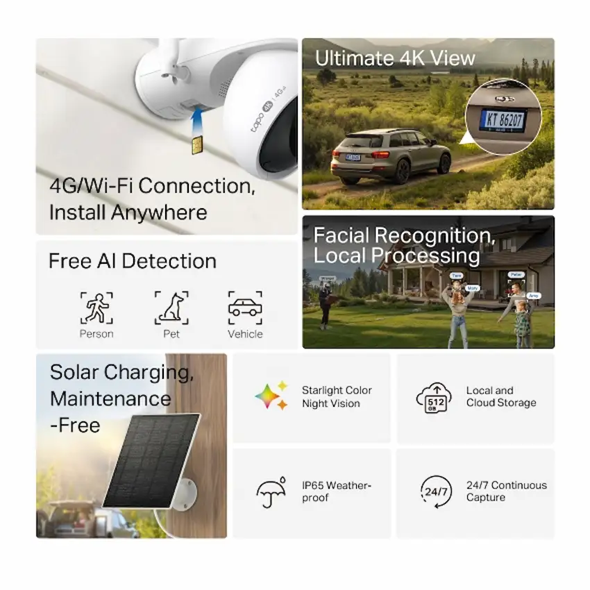 Camera 4G TP-Link Tapo C665G KIT (Quay Quét,WiFi/4G LTE, Năng Lượng Mặt Trời)