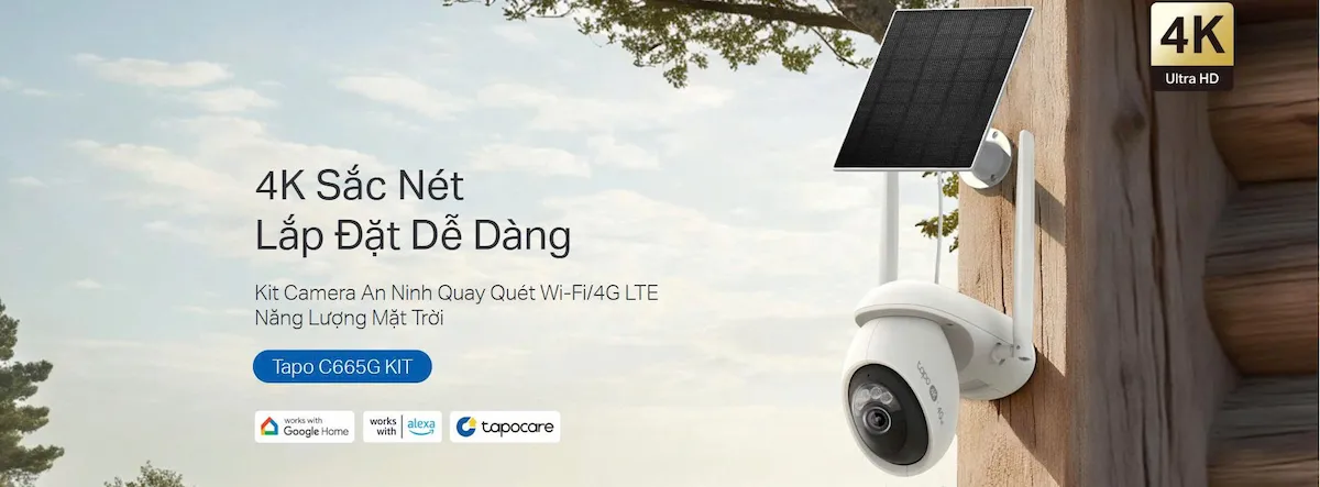 Camera 4G TP-Link Tapo C665G KIT (Quay Quét,WiFi/4G LTE, Năng Lượng Mặt Trời) Camera 4G TP-Link Tapo C665G KIT