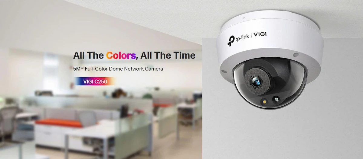 Camera IP Dome TP-LINK VIGI C250 5MP ( Có màu ban đêm, microphone tích hợp, đèn hồng ngoại) Camera IP Dome TP-LINK VIGI C250 5MP