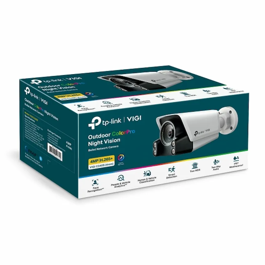 Camera IP TP-Link VIGI C340S 4MP (Ngoài Trời, Tầm Nhìn Ban Đêm ColorPro, đàm thoại 2 chiều)