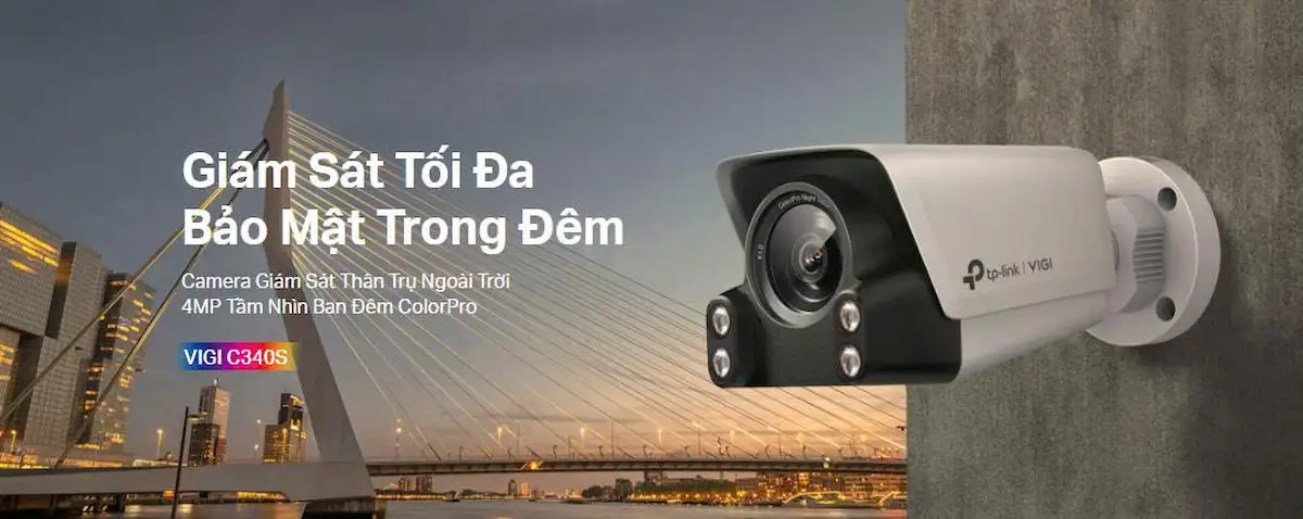 Camera IP TP-Link VIGI C340S 4MP (Ngoài Trời, Tầm Nhìn Ban Đêm ColorPro, đàm thoại 2 chiều) Camera IP TP-Link VIGI C340S 4MP