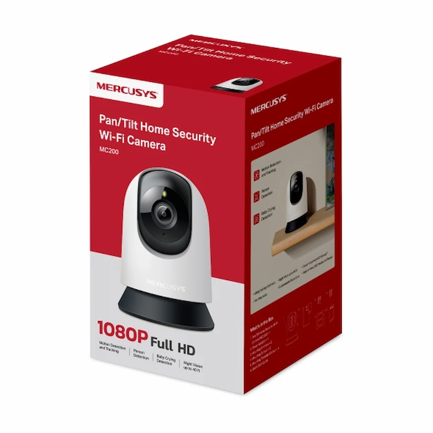 Camera Wifi Mercusys MC200 2MP (Full HD 1080p, Quay Quét 360°, Đàm thoại hai chiều, Tầm nhìn ban đêm)