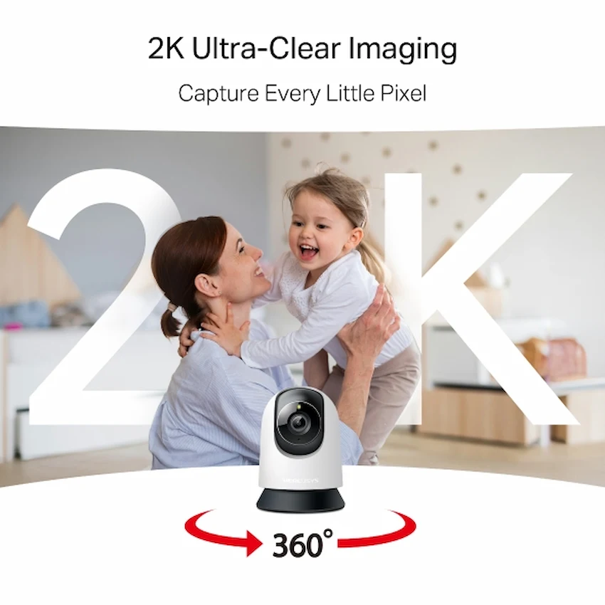 Camera Wifi Mercusys MC210 2K 3MP (Quay Quét 360°, Đàm thoại hai chiều, Tầm nhìn ban đêm)