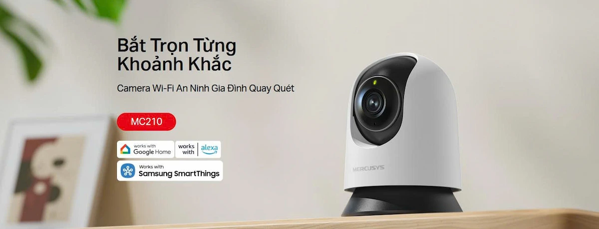 Camera Wifi Mercusys MC210 2K 3MP (Quay Quét 360°, Đàm thoại hai chiều, Tầm nhìn ban đêm) Camera Wifi Mercusys MC210 2K 3MP